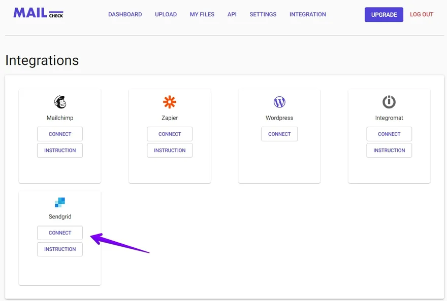 sendgrid email verification integration