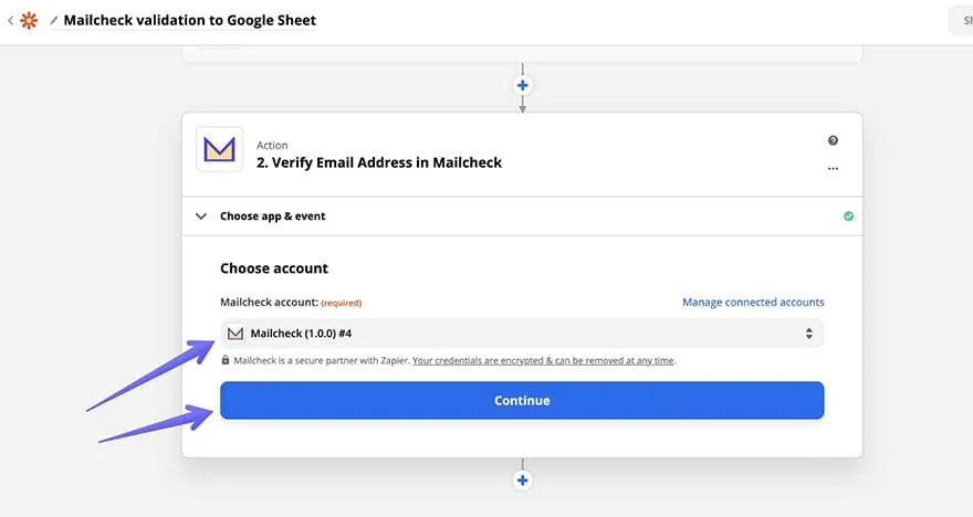 connect a new mailcheck account